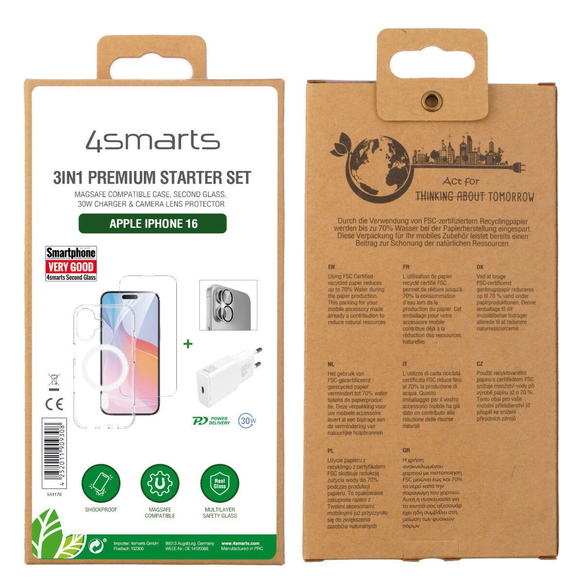 4smarts 3in1 Premium Starter Set für Apple iPhone 16 MagSafe-kompatibel 4smarts 3in1 Premium Starter Set für Apple iPhone 16 MagSafe-kompatibel